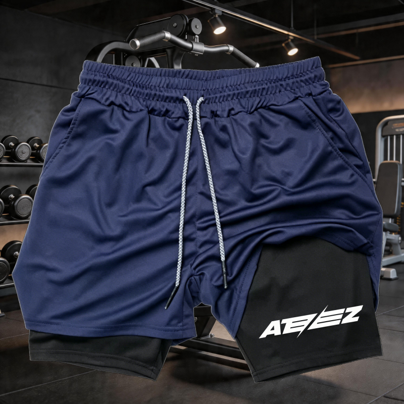 Cross Print 2 in 1 Workout Run - Compression Shorts Athletes ulasan dan harga