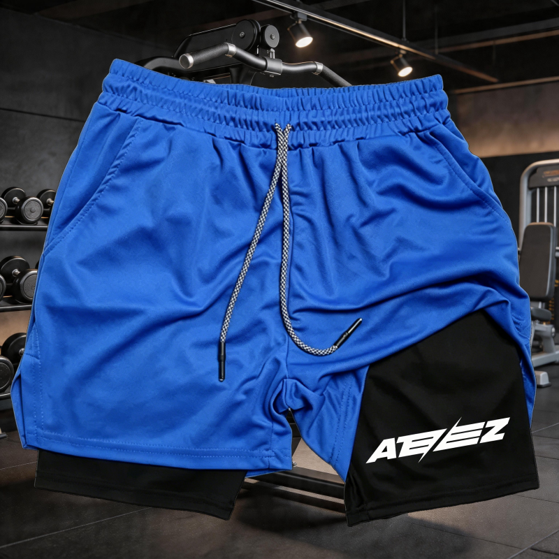 Cross Print 2 in 1 Workout Run - Compression Shorts Athletes ulasan dan harga