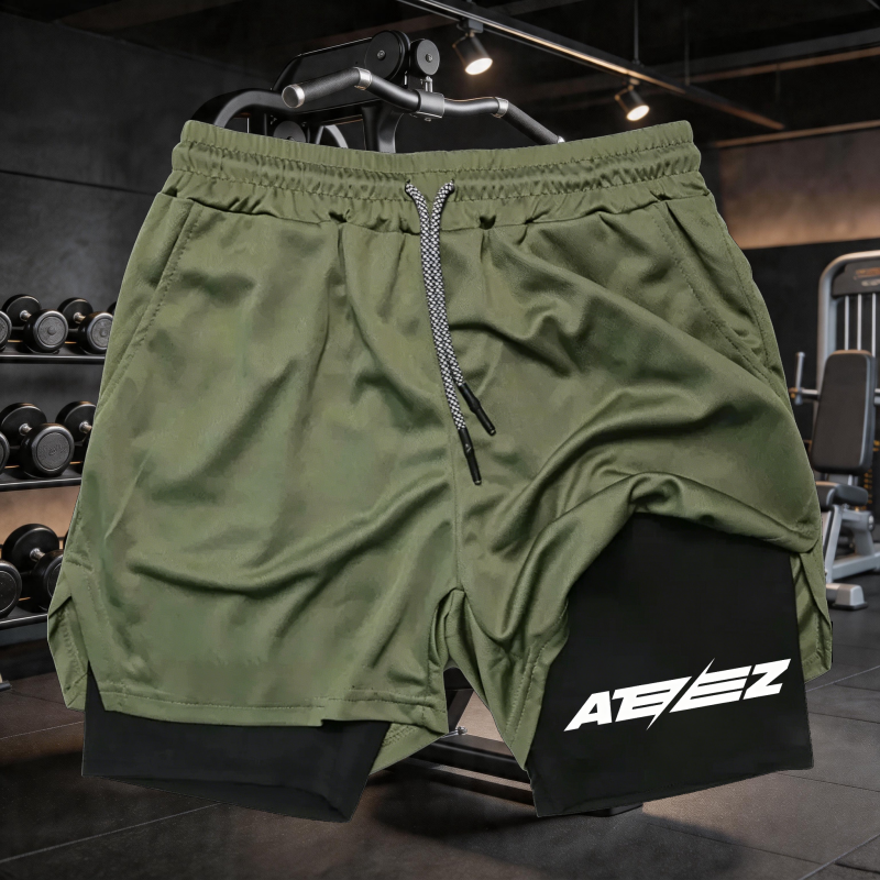 Cross Print 2 in 1 Workout Run - Compression Shorts Athletes ulasan dan harga