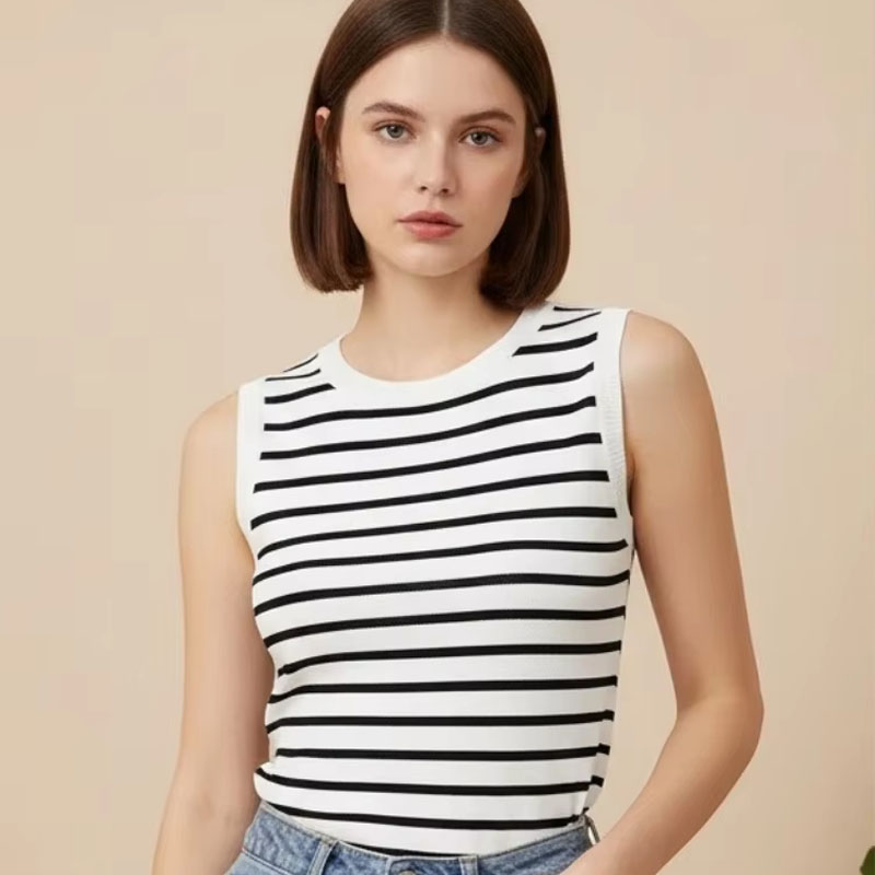 One Size Short Striped Ice Sil - Sleeveless Undershirt ulasan dan harga