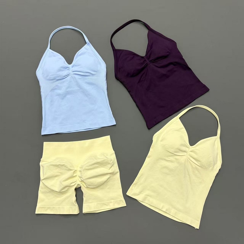 2Pcs Women Workout Set Seamles - Suspender Tank Top ulasan dan harga