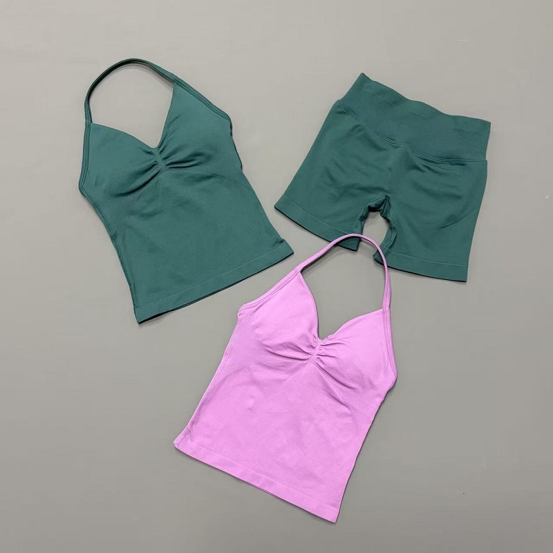 2Pcs Women Workout Set Seamles - Suspender Tank Top ulasan dan harga