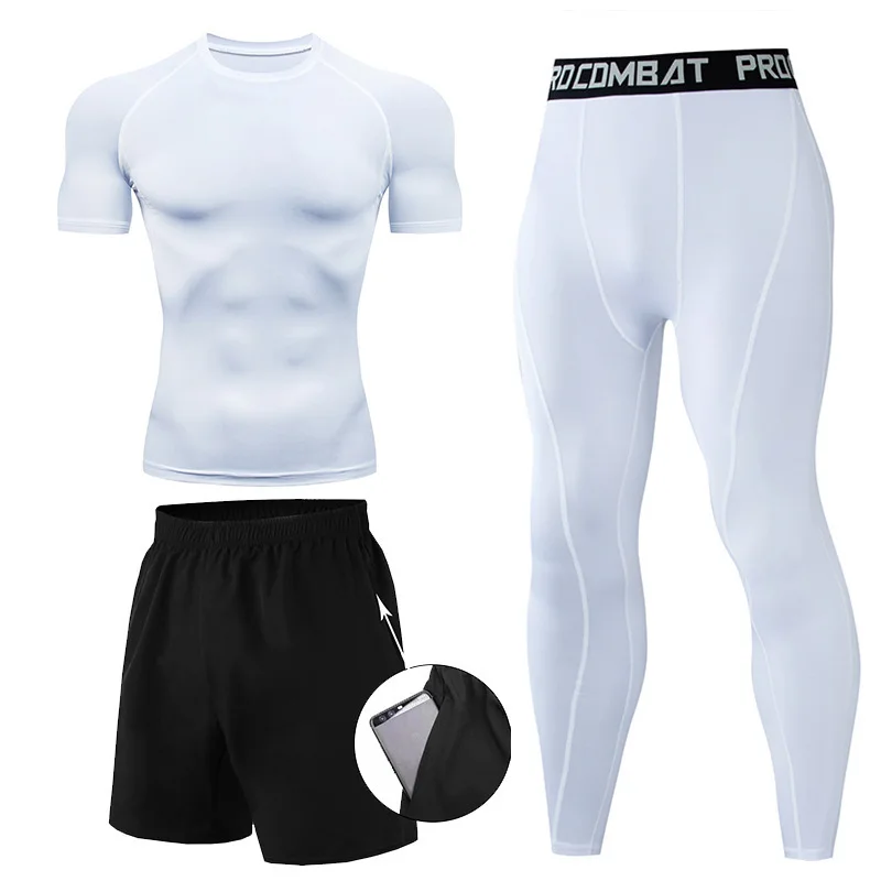 3 Pieces Fitness Suits Athleti - Compression Shorts Athletes ulasan dan harga