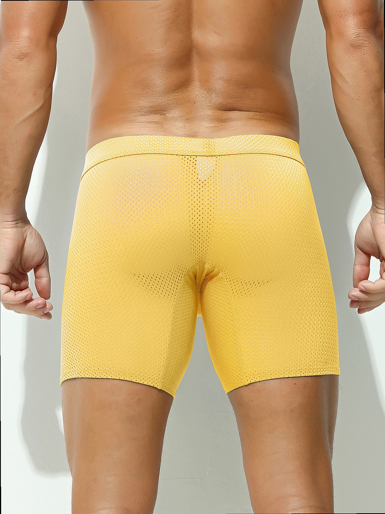 1pcs Men's Long Boxer Underwea - Mesh Sport Boxer ulasan dan harga