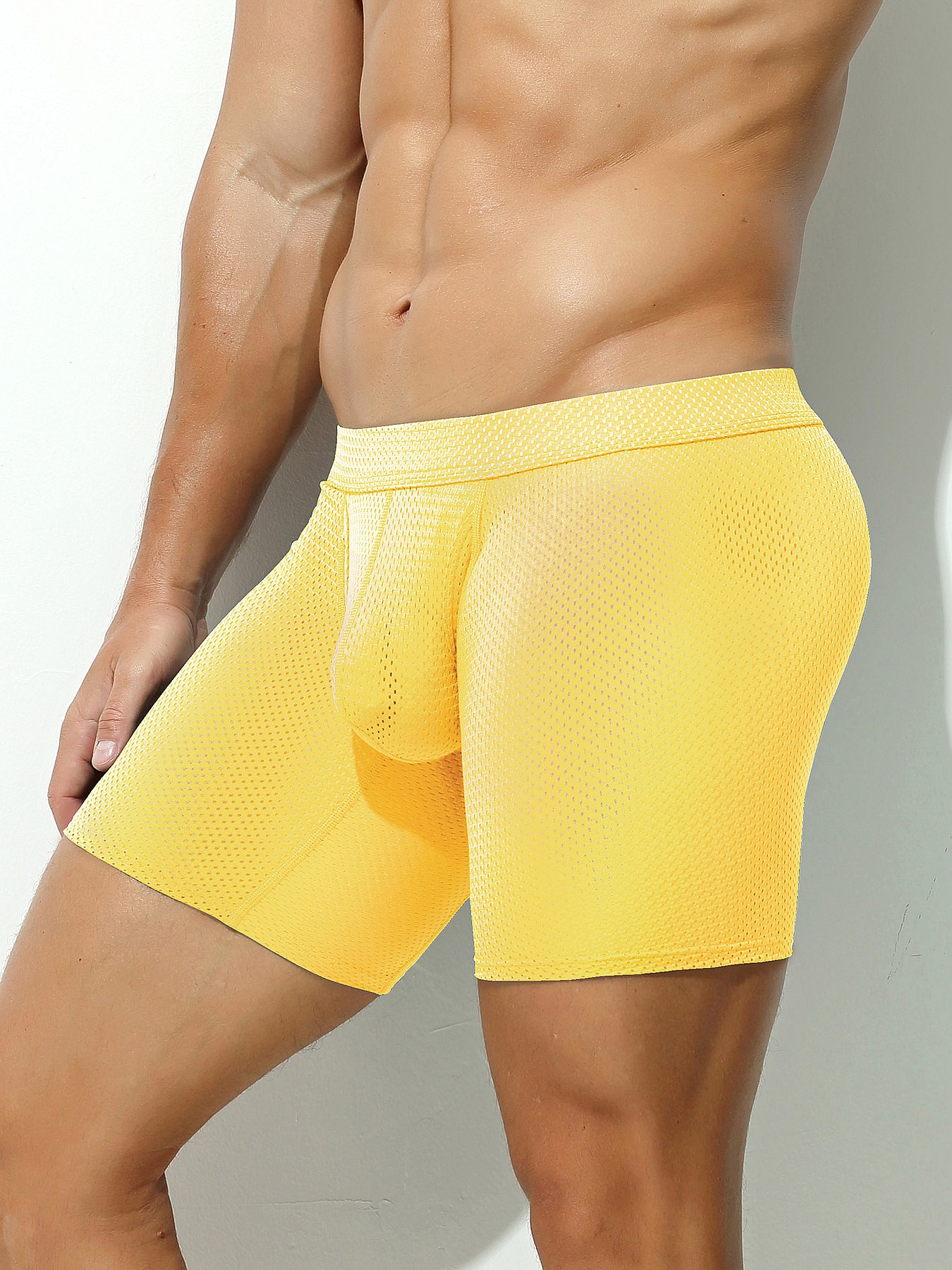 1pcs Men's Long Boxer Underwea - Mesh Sport Boxer ulasan dan harga