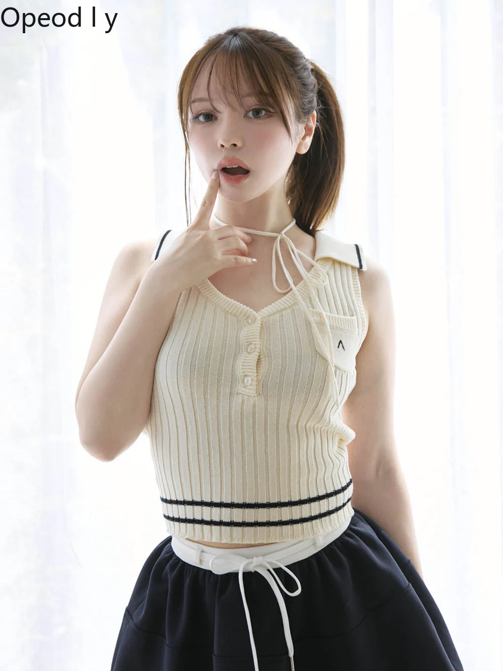 Japanese Sweet Lapel Twist V-n - Suspender Tank Top ulasan dan harga