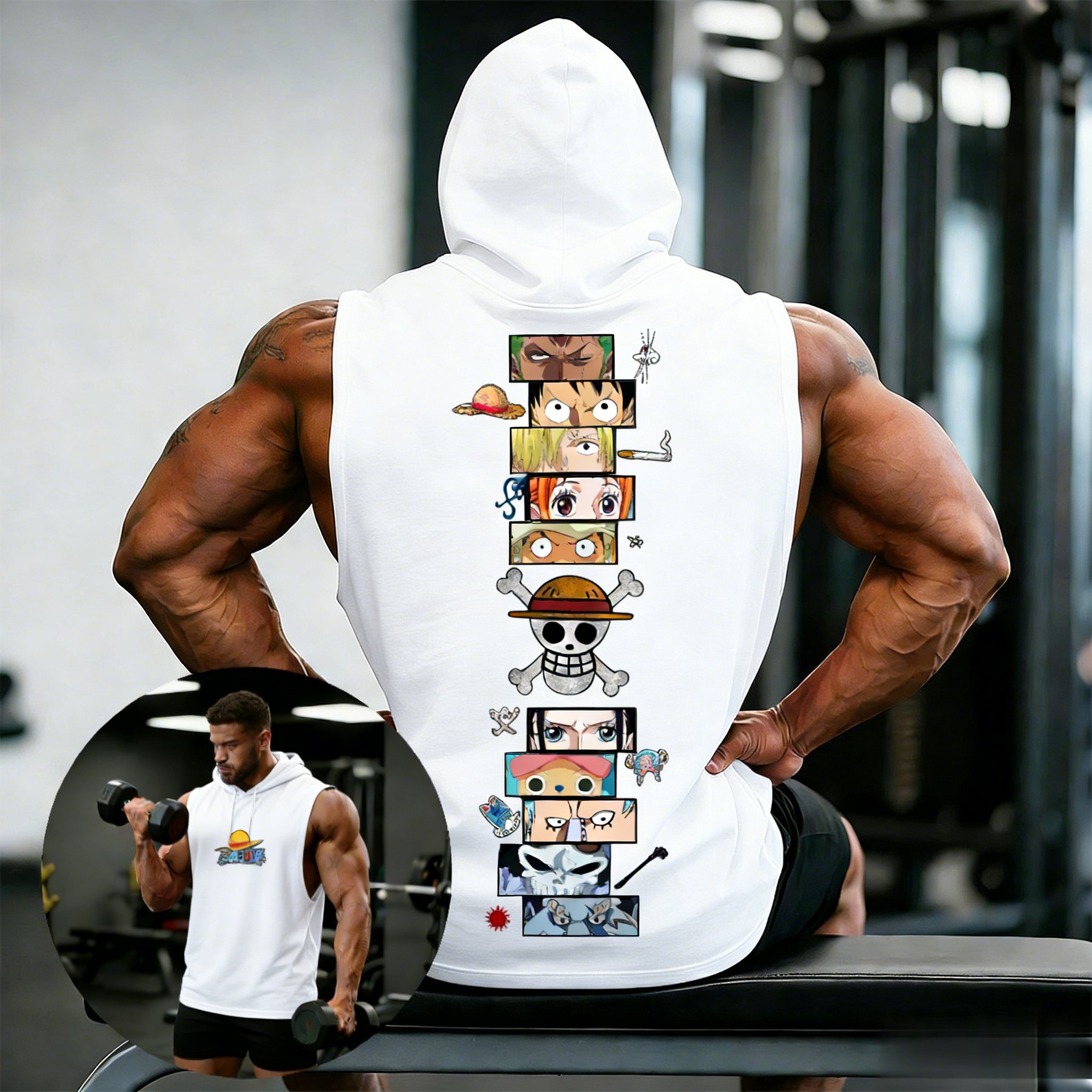 One Piece Anime Hoodie Sleevel - Sleeveless Undershirt ulasan dan harga