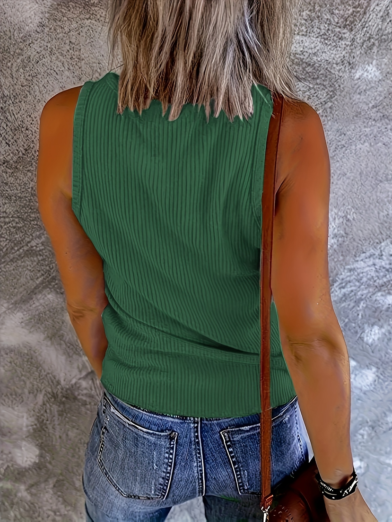 Plus Size Women Green Ribbed K - Tank Top Ribbed ulasan dan harga