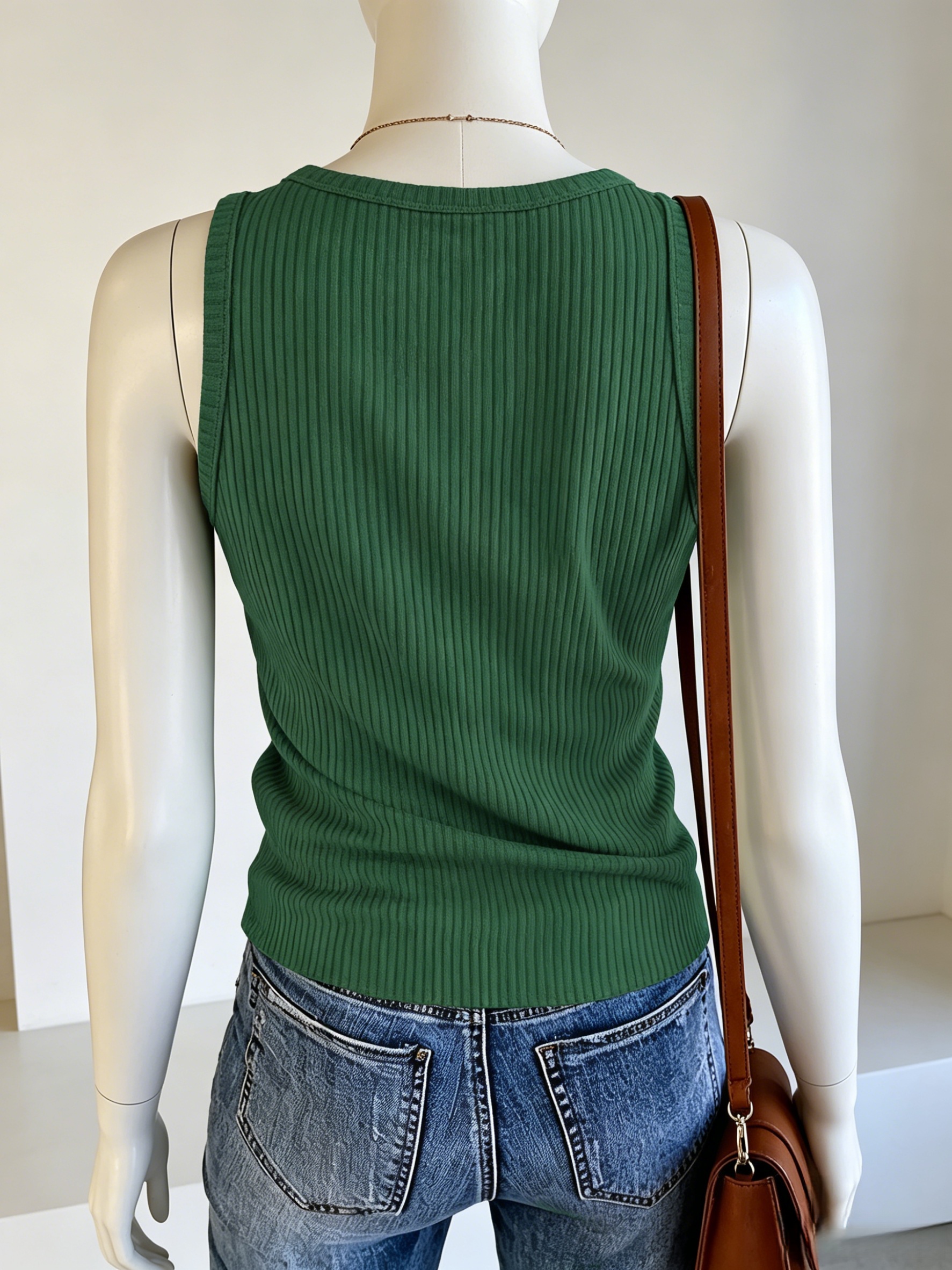 Plus Size Women Green Ribbed K - Tank Top Ribbed ulasan dan harga