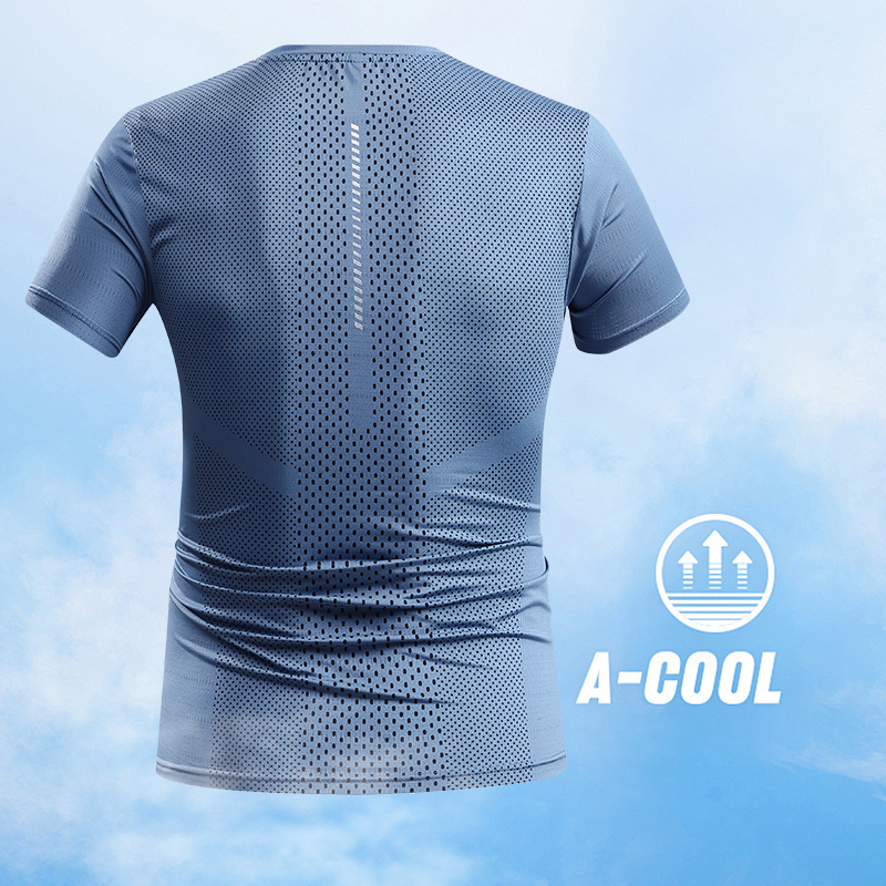 Men Summer Sports T-shirt Quic - T Shirt Tight Fit ulasan dan harga