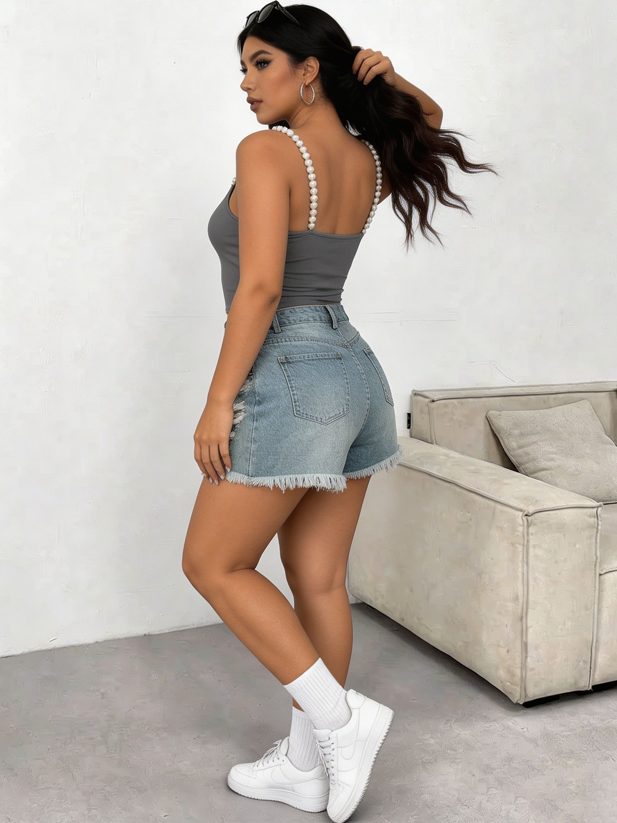 Plus Size Square Neck Pearl St - Tank Top Ribbed ulasan dan harga