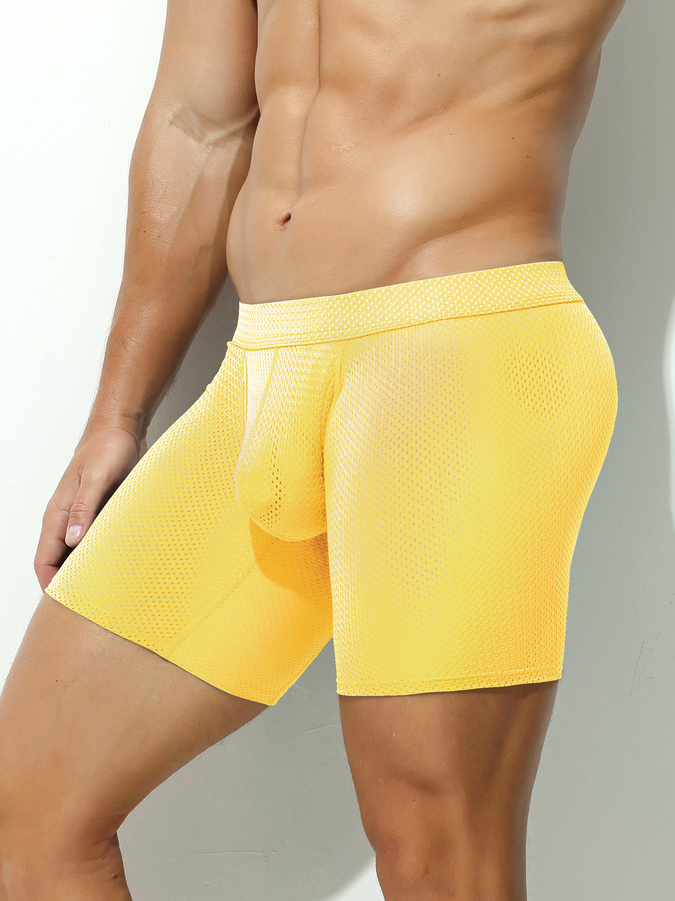 1pcs Men's Long Boxer Underwea - Mesh Sport Boxer ulasan dan harga