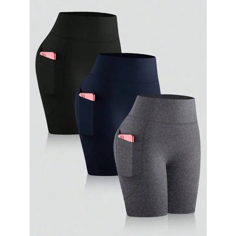 High Waist Yoga Shorts 3Pcs Se - Compression Shorts Athletes ulasan dan harga